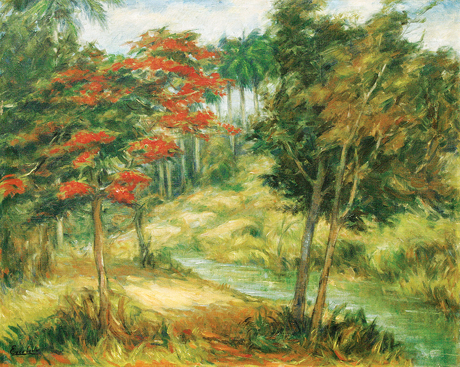 Poinciana Tree and River<br>
<i>(Flamboyn y Ro)</i> by Eberto Escobedo