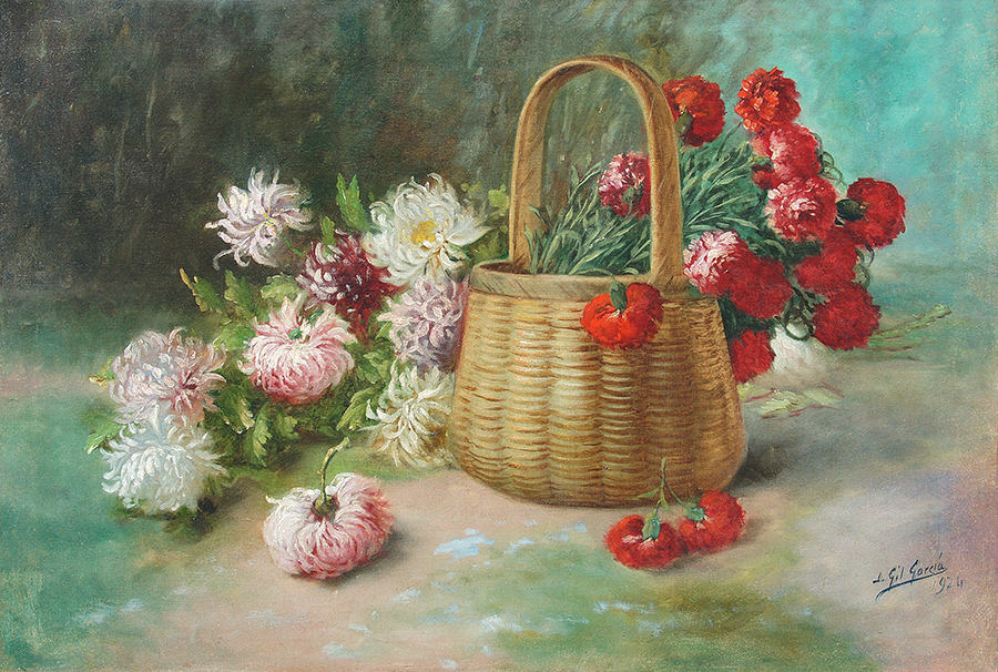 Basket with Flowers<br>
<i>(Cesta con Flores)</i> by Juan Gil Garca