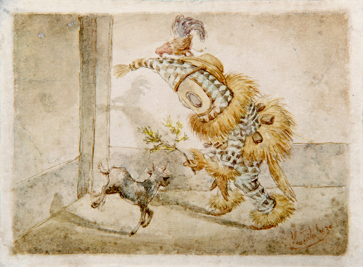 Little Devil Dancing with Goat and Hen  <br>
<i>(Diablito Bailando con Chivo y Gallina)</i> by Vctor Patricio Landaluze