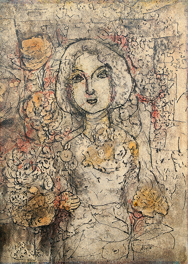 Young Girl Among Flowers <br>
<i>(Joven Entre Flores)</i> by Eduardo Abela