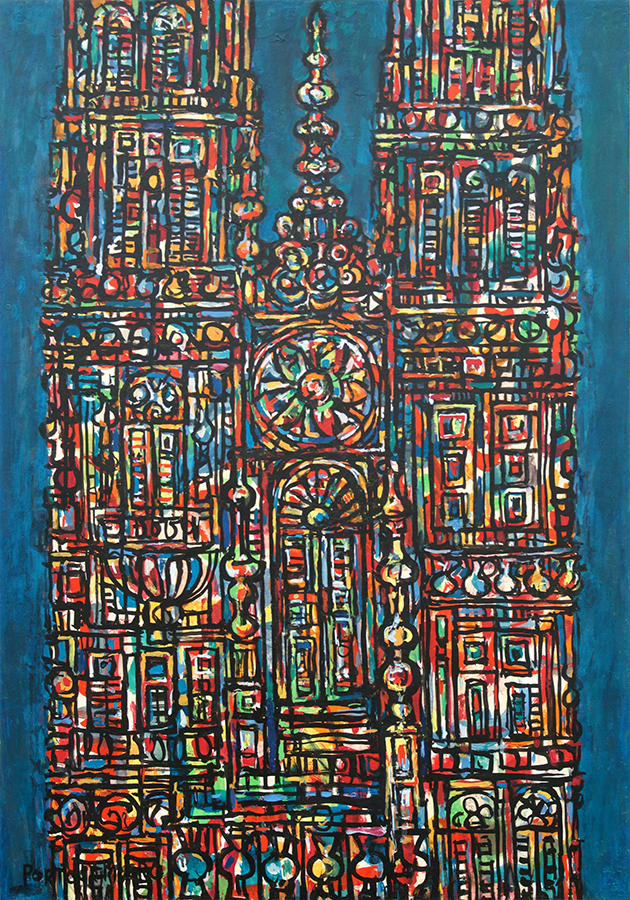 Cathedral in Blue Background <br>
<i>(Catedral en Azul)</i> by Ren Portocarrero