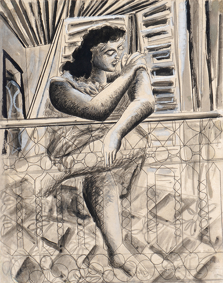 Woman on the Balcony <br>
<i>(Mujer en el Balcn)</i>     by Roberto Diago