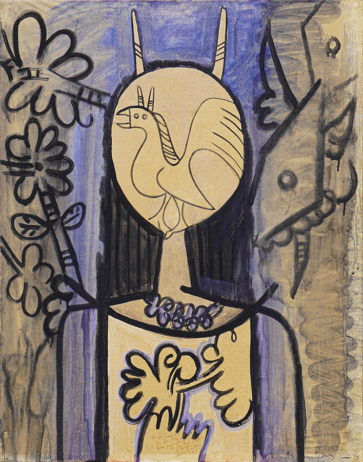 Woman with Bird <br>
<i>(Mujer con Pjaro)</i> by Wifredo Lam