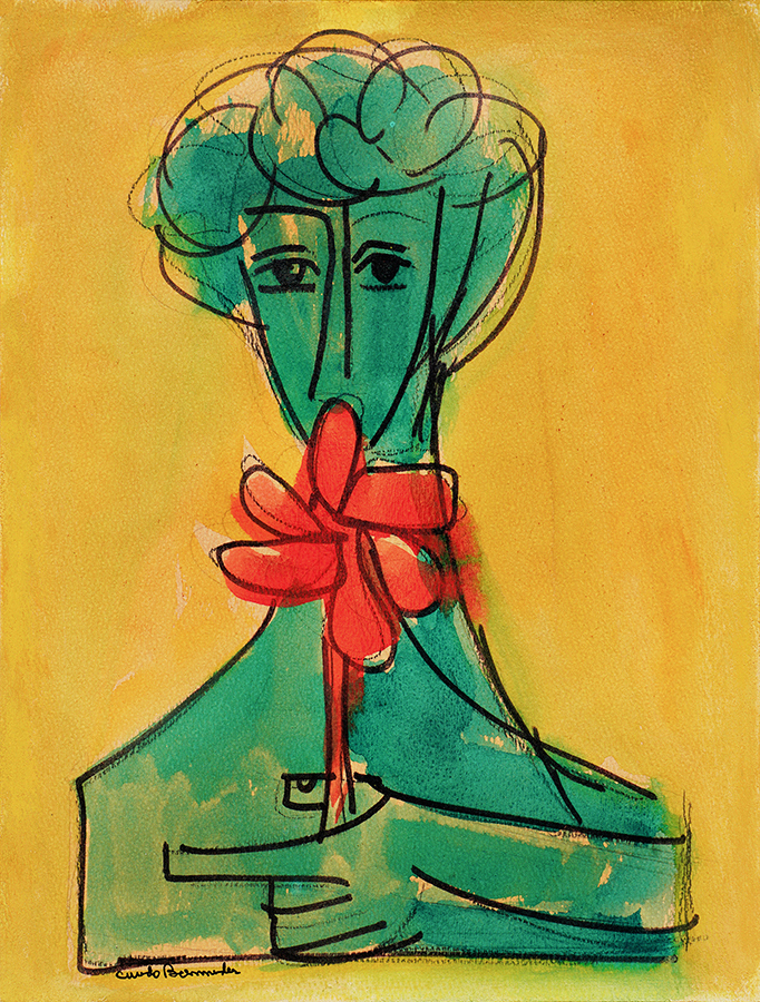 Woman with Flower <br>
<i>(Mujer con Flor)</i> by Cundo Bermdez