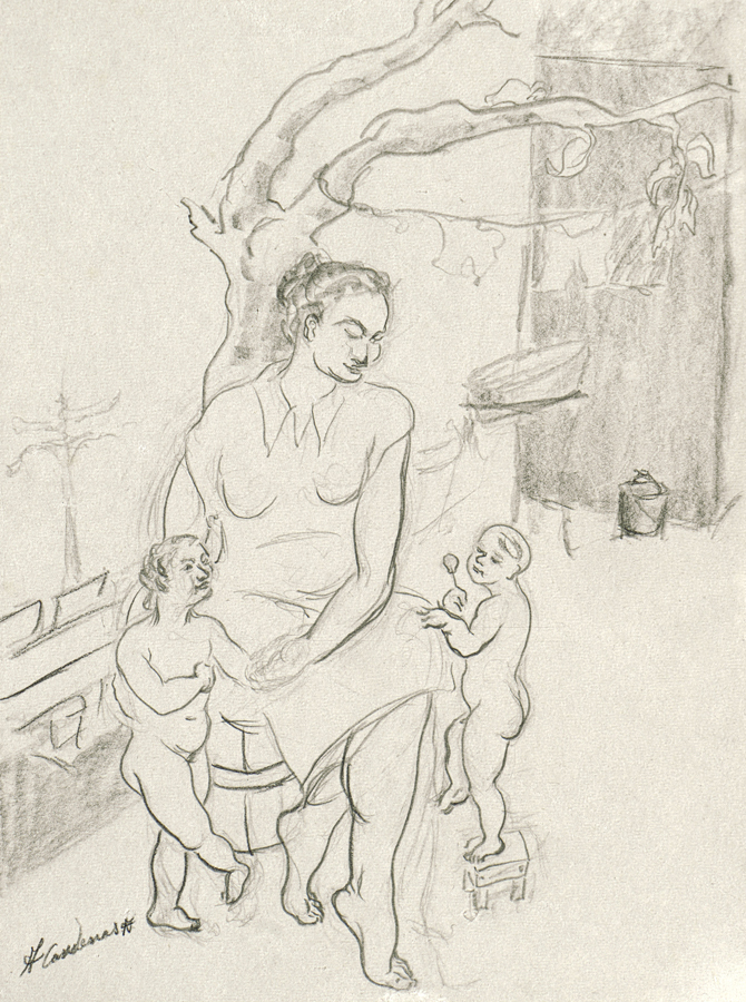 The Mother and her Children<br>
<i>(La Madre y sus Hijos)</i>      by Agustn Crdenas drawings
