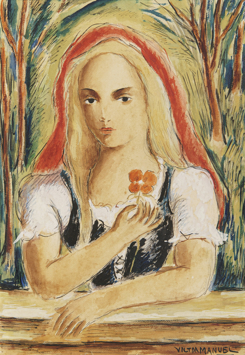 Young Lady and Flower <br>
<i>(Muchacha y Flor)</i> by Vctor Manuel Garca
