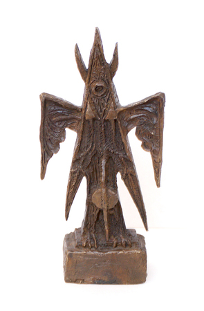 WIFREDO LAM<br>
Osun<br>
(<i>Osun</i>), 1979<br>
bronze sculpture, number 19 of 50<br>
16 1/4 x 7 3/4 x 3 3/4 inches<br><br>

Illustrated in <i>Wifredo Lam: Catalogue Raisonn of the Painted Work, Volume II,<br>
1961-1982</i>, Project Director: Eskil Lam, Acatos 2002, page 225, no. 125.<br>
Illustrated in <i>Wifredo Lam and the International Avant-Garde, 1923-1982</i>, <br>
Lowery Stokes Sims, University of Texas Press, Austin, Texas, 2002, page 207, no. 9.14.<br>
Illustrated in Important Cuban Artworks, Volume Thirteen, Cernuda Arte,<br> 
Coral Gables, Florida, November 2015, page 26 (same image, different number).<br><br>
Illustrated in <i>IMPORTANT CUBAN ARTWORKS,<br> Volume Fourteen</i>, page 39.