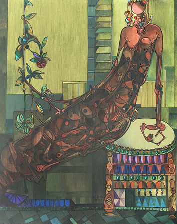 JOS M. MIJARES<br>
Midday<br> 
(<i>Medioda</i>), 1989<br>
oil on canvas<br> 48 x 38 inches<br>
<i>Provenance:</i><br>
Alejandro Lpez Collection, Miami, Florida.<br>
Private Collection, New York, New York.<br><br>
Illustrated in The World of Jos Mijares,<br>
Marpad Art Gallery, 1992, unnumbered pages.<br>
Illustrated in the book, <i>Jos Mijares, Paintings</i>,<br>
Palette Publications, 1997, page 64.<br><br>
Illustrated in <i>IMPORTANT CUBAN ARTWORKS,<br>
Volume Six</i>, page 71.
