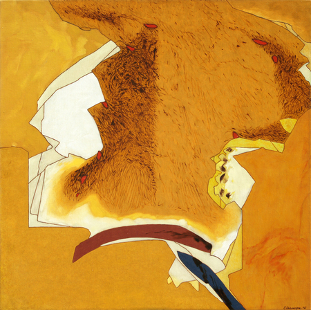 HUGO CONSUEGRA<br> Some Other Day, Perhaps<br> (<i>Quizs Otro Da</i>)<br> 1975<br> oil on canvas<br> 35 x 35 inches<br><br>
<i>Provenance:</i><br>
The Bustamante Collection, Palm Beach, FL.<br><br>
Illustrated in <i>IMPORTANT CUBAN ARTWORKS,<br>
Volume Fourteen</i>, page 97.

