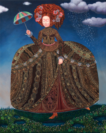 IRINA ELN GONZLEZ<br>
After the Rain<br>
<i>(Despus de la Lluvia)</i>, 2016<br>
acrylic on canvas<br>
29  x 23  inches<br>
<br>
Illustrated in the upcoming <I>IMPORTANT CUBAN ARTWORKS</I>, Volume Fifteen.
