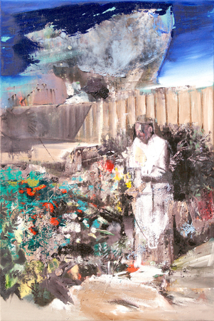 DAYRON GONZLEZ<br>
Meditation <br>
<i>(Meditacin)</i>, 2017<br>
oil on canvas<br>
42 x 28 inches<br>
<br>
Illustrated in the upcoming <i>IMPORTANT CUBAN ARTWORKS</i>, Volume Fifteen.