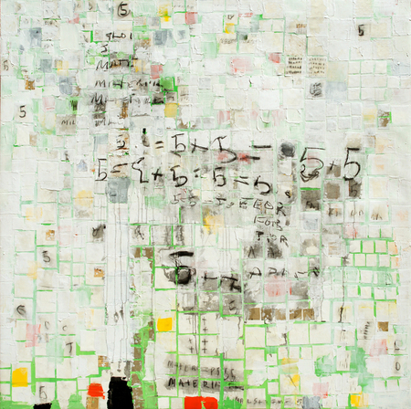 JORGE LUIS SANTOS<br>
Number 5<br>
<i>(Nmero 5), </i>2015<br>
mixed media on canvas<br>
70  x 70  inches<br><br>
Illustrated in the upcoming <i>IMPORTANT CUBAN ARTWORKS</i>, Volume Fifteen.
