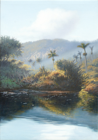 GIOSVANY ECHEVARRA<br>
A Sunlit Day<br>
<i>(Un Da Soleado),</i> 2016<br>
oil on canvas<br>
13  x 9  inches<br><br>

Illustrated in the upcoming <i>IMPORTANT CUBAN ARTWORKS</i>,Volume Fifteen.
