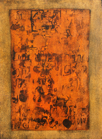 RAL MILIN<br>
Ambiguities <br>
<i>(Ambigedades)</i>, 1959<br>
mixed media on heavy paper laid down on board<br>
15 x 11 inches<br><br>

Illustrated in <i>IMPORTANT CUBAN ARTWORKS</i>,
<br>Volume Thirteen, page 52.
