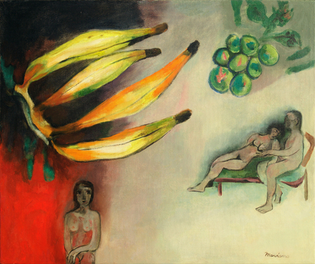 Mariano Rodrguez<br> Fruits and Reality<br> (<i>Frutas y Realidad</i>), ca. 1969<br> oil on canvas<br> 25 x 30 inches<br><br>
Illustrated in <i>Important Cuban Artworks, Volume Eleven, Cernuda</i> Arte, pg. 84.