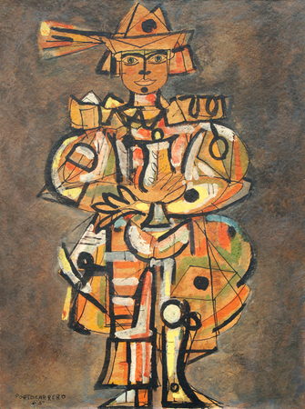 Ren Portocarrero<br> Boy King<br> (<i>Nio Rey</i>), 1955<br>
mixed media on heavy paper laid down on board<br> 15 x 11 inches<br><br>
Illustrated in <i>Important Cuban Artworks, Volume Fifteen, Cernuda</i> Arte,<br>
Coral Gables, Florida, November 2017, pg. 58.