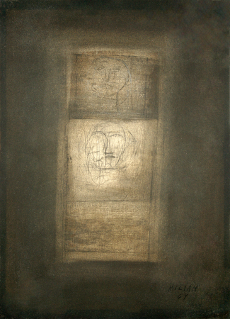Ral Milin <br>
Phases<br> (<i>Fases</i>), 1964<br>
mixed media on heavy paper laid down on board<br>
14 x 10  inches<br><br>
Illustrated in <i>Important Cuban Artworks, Volume Fifteen, Cernuda</i> Arte,<br>
Coral Gables, Florida, November 2017, pg. 84.


